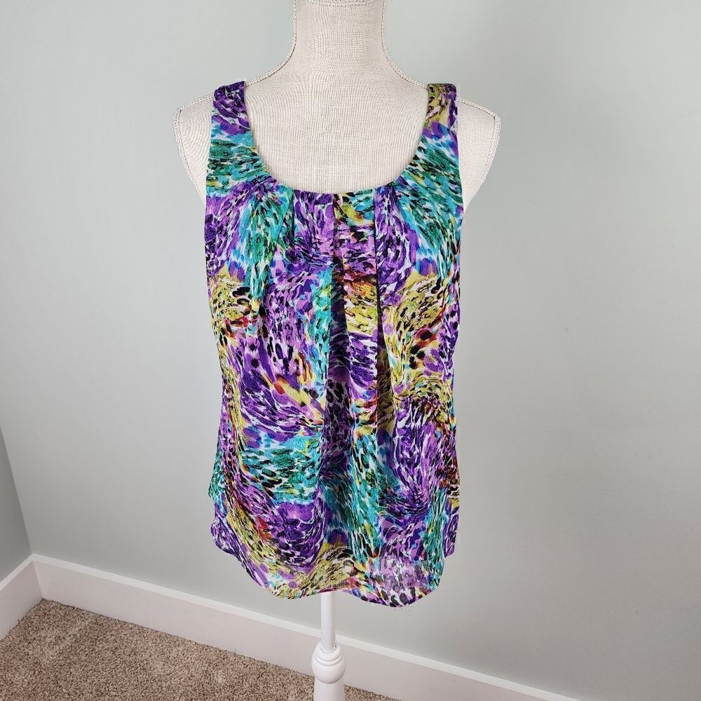 SPENCE MULTI COLORED GEO DESIGN SLEVELESS TOP SIZE SMALL